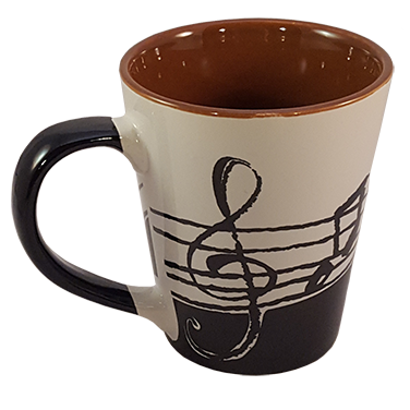 latte mug with treble and staff